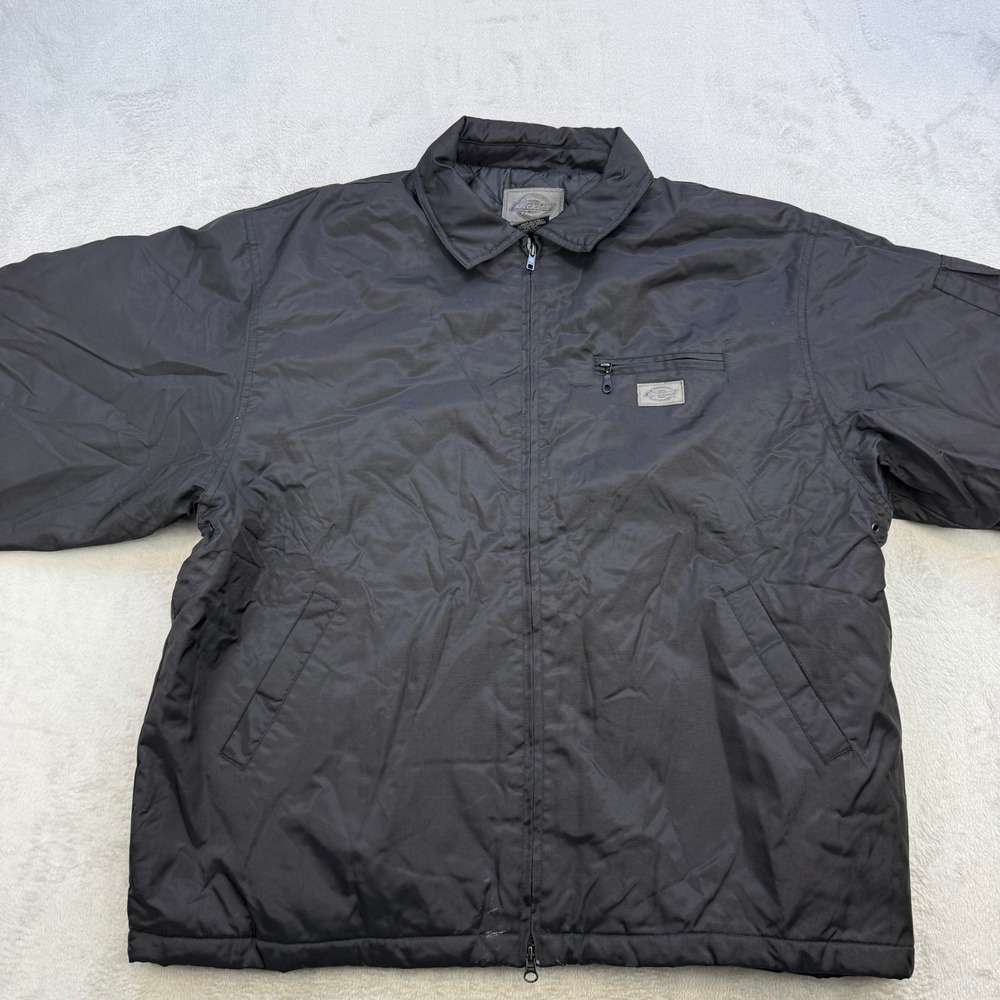 Dickies Work Jacket Mens Extra Large Black Quilted Padded Full Zip Utility Coat